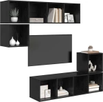vidaXL Σετ επίπλου τηλεόρασης 4 pcs Μαύρη δρυς 37 x 37 x 142.5 εκ