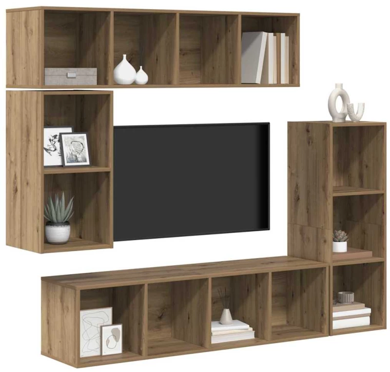 vidaXL Σετ επίπλου τηλεόρασης 4 pcs artisan δρυς Επεξεργασμένο ξύλο