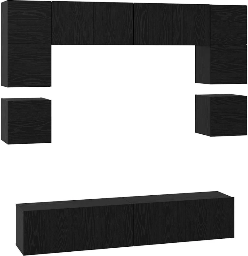 vidaXL Σετ επίπλου τηλεόρασης 8 pcs Μαύρη Δρυς 80 x 30 x 30 εκ.