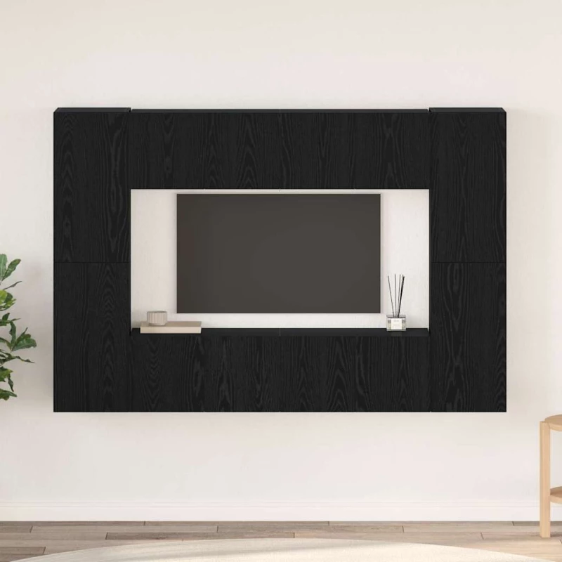 vidaXL Σετ επίπλου τηλεόρασης 8 pcs Μαύρη Δρυς 181 x 30 x 120 εκ