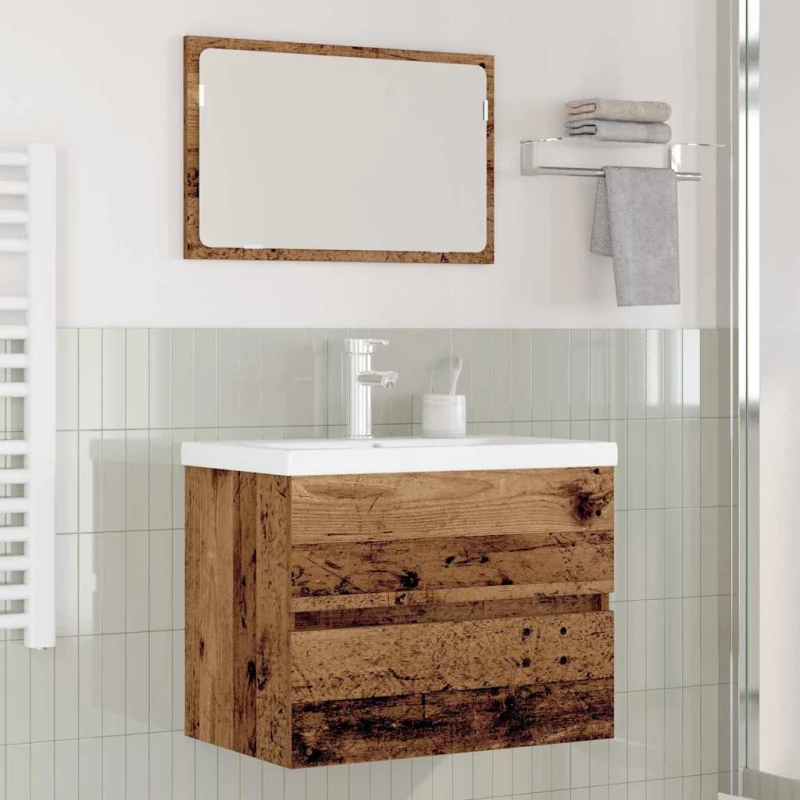 vidaXL Σετ Επίπλων Μπάνιου 3 pcs Παλιό ξύλο 60 x 38.5 x 45 cm