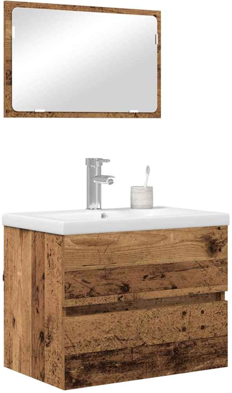 vidaXL Σετ Επίπλων Μπάνιου 3 pcs Παλιό ξύλο 60 x 38.5 x 45 cm