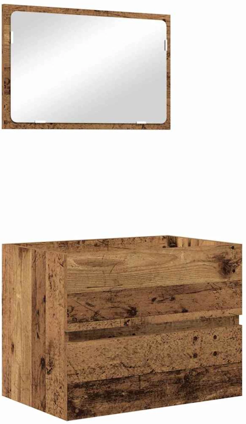 vidaXL Σετ Επίπλων Μπάνιου 3 pcs Παλιό ξύλο 60 x 38.5 x 45 cm