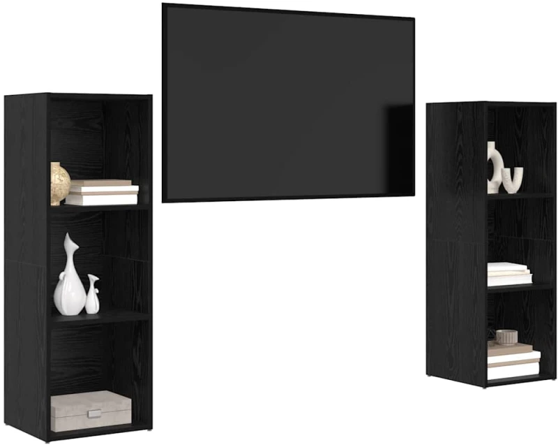 vidaXL Σετ επίπλου τηλεόρασης 2 pcs Μαύρη Δρυς 107 x 35 x 37 cm