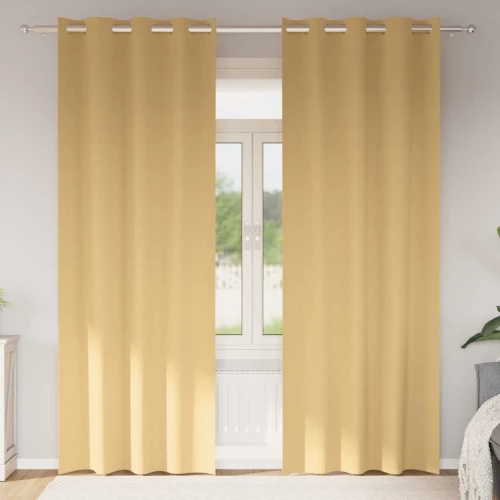 vidaXL Κουρτίνες με κουρτίνες 2 pcs Μπεζ 225 x 140 εκ. Πολυεστέρας
