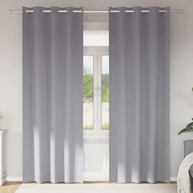 vidaXL Κουρτίνες 2 pcs Ανοιχτό γκρι 225 x 140 εκ. Πολυεστέρας