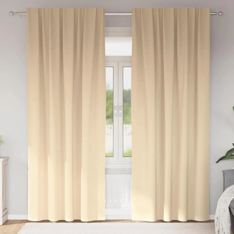 vidaXL Κουρτίνες με κουρτίνες 2 pcs Κρεμ 260 x 140 εκ. Πολυεστέρας
