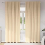 vidaXL Κουρτίνες με κουρτίνες 2 pcs Κρεμ 260 x 140 εκ. Πολυεστέρας