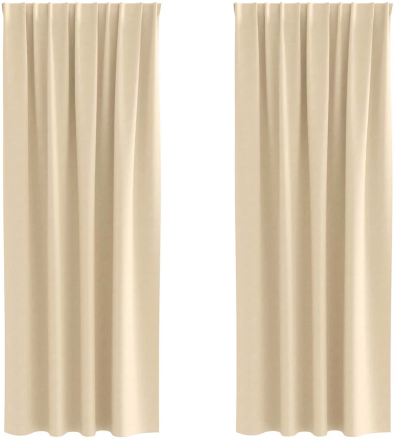 vidaXL Κουρτίνες με κουρτίνες 2 pcs Κρεμ 260 x 140 εκ. Πολυεστέρας