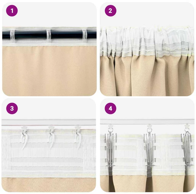 vidaXL Κουρτίνες με κουρτίνες 2 pcs Κρεμ 260 x 140 εκ. Πολυεστέρας