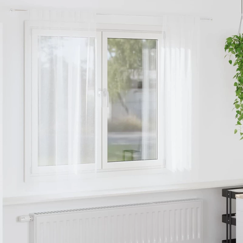 vidaXL Κουρτίνες με κουρτίνες 2 pcs Λευκό 140 x 175 εκ. Πολυεστέρας