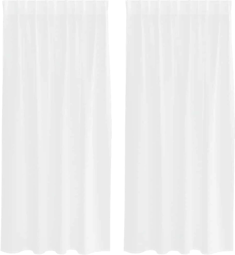 vidaXL Κουρτίνες με κουρτίνες 2 pcs Λευκό 140 x 175 εκ. Πολυεστέρας