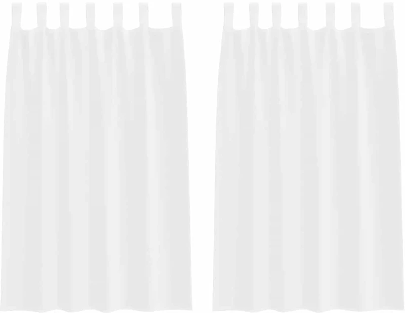 vidaXL Κουρτίνες με κουρτίνες 2 pcs Λευκό 140 x 175 εκ. Πολυεστέρας