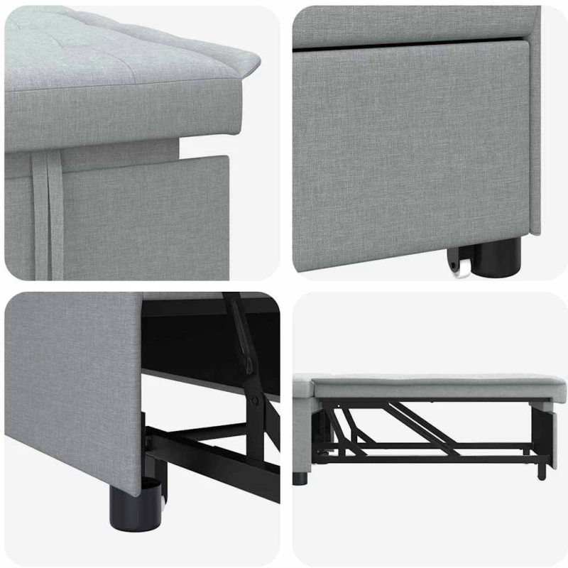 vidaXL Καναπές Κρεβάτι 3 σε 1 - Σχέδιο Pull-Out σε Ανοιχτό Γκρι Υφασμάτινο