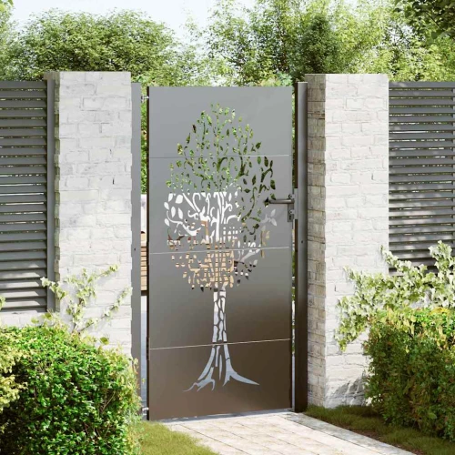 vidaXL Πύλη Κήπου Άλλο Μαύρο 105 x 175 cm Ατσάλι με Επικάλυψη Πούδρας
