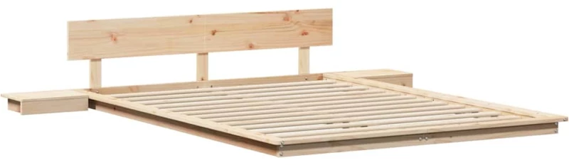 vidaXL Κρεβάτι με Κομοδίνα 150x200εκ Μασίφ Ξύλο