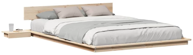 vidaXL Κρεβάτι με Κομοδίνα 150x200εκ Μασίφ Ξύλο