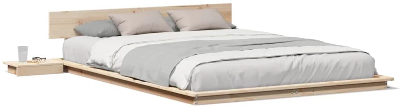 vidaXL Κρεβάτι με Κομοδίνα 150x200εκ Μασίφ Ξύλο