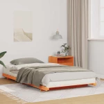 vidaXL Κρεβάτι δαπέδου Καφέ κεριού 100 x 200 cm Μασίφ ξύλο πεύκου