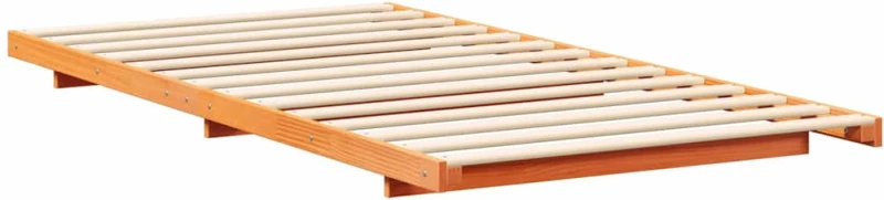 vidaXL Κρεβάτι δαπέδου Καφέ κεριού 100 x 200 cm Μασίφ ξύλο πεύκου