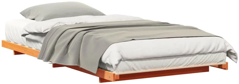 vidaXL Κρεβάτι δαπέδου Καφέ κεριού 100 x 200 cm Μασίφ ξύλο πεύκου