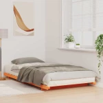 vidaXL Κρεβάτι δαπέδου Καφέ κεριού 100 x 200 cm Μασίφ ξύλο πεύκου