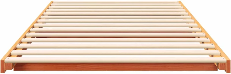 vidaXL Κρεβάτι δαπέδου Καφέ κεριού 100 x 200 cm Μασίφ ξύλο πεύκου