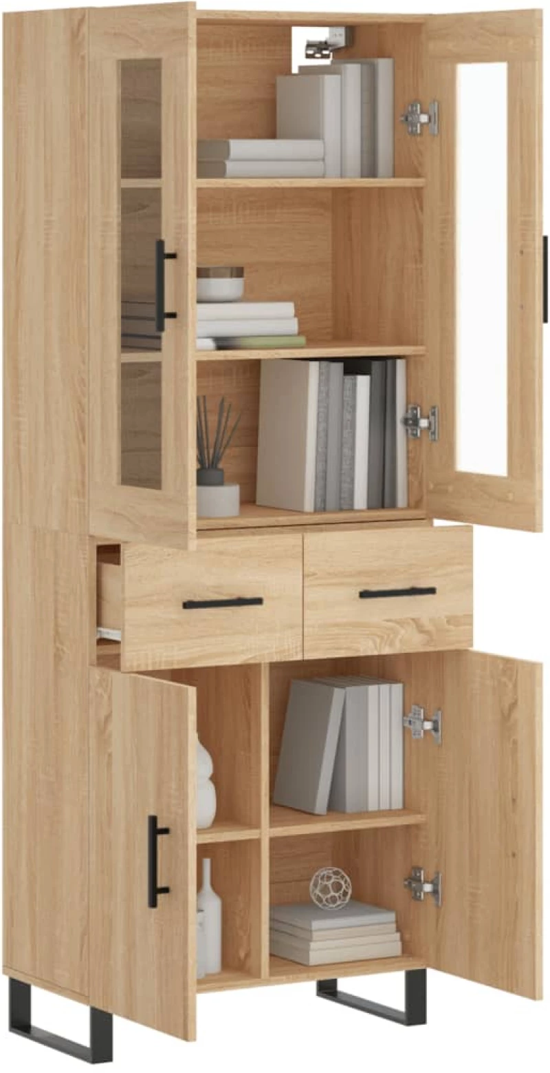vidaXL Ντουλάπι Sonoma δρυς 69,5 x 34 x 180 εκ. από Επεξεργασμένο Ξύλο