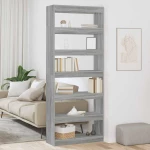 vidaXL Βιβλιοθήκη Γκρι sonoma 80 x 30 x 198 εκ Επεξεργασμένο ξύλο