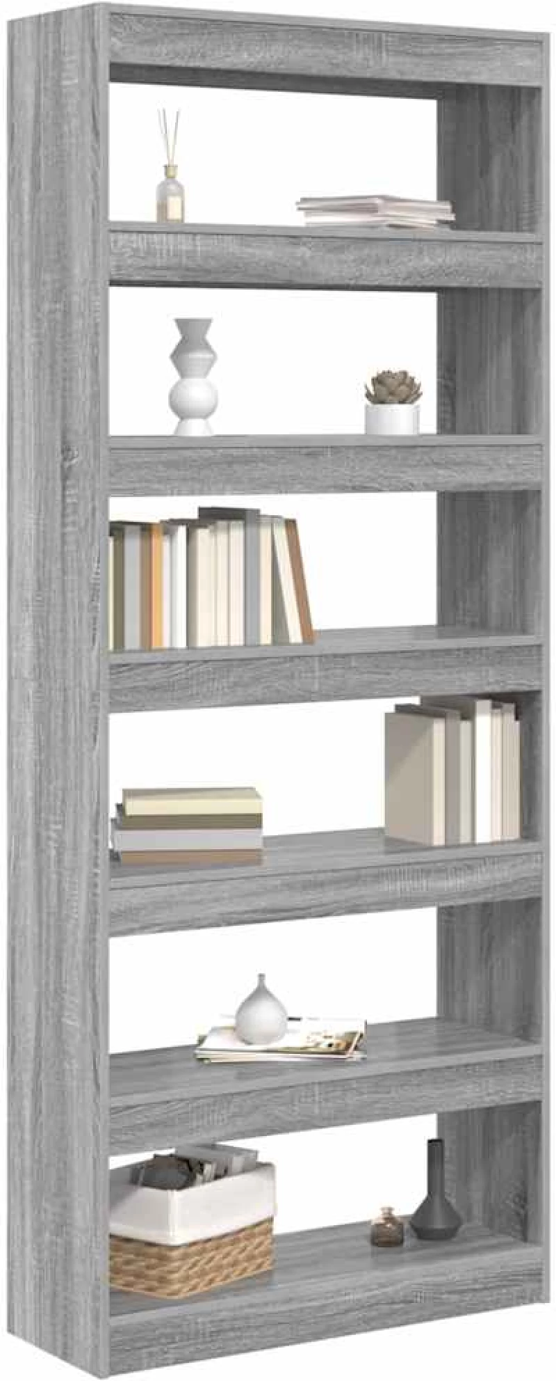 vidaXL Βιβλιοθήκη Γκρι sonoma 80 x 30 x 198 εκ Επεξεργασμένο ξύλο