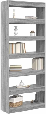 vidaXL Βιβλιοθήκη Γκρι sonoma 80 x 30 x 198 εκ Επεξεργασμένο ξύλο