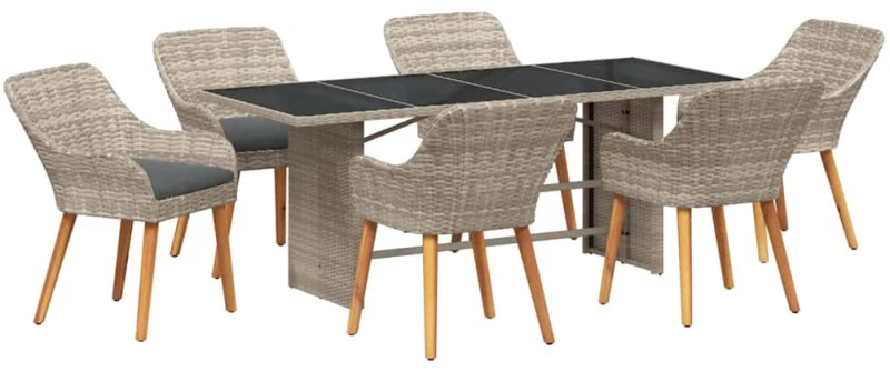 vidaXL Σετ Εξωτερικής Τραπέζης 7 pcs Ανοιχτό γκρι 190 x 80 x 74 εκ
