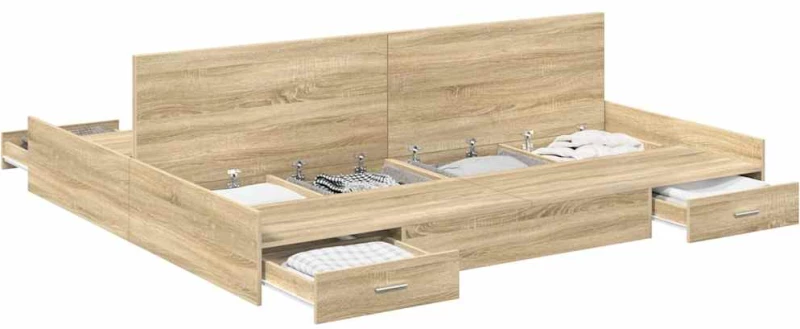 vidaXL Κρεβάτι με αποθηκευτικό χώρο Sonoma Δρυς 200 x 200 cm