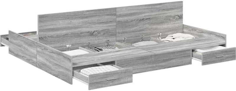 vidaXL Κρεβάτι με αποθηκευτικό χώρο Γκρι sonoma 140 x 190 cm