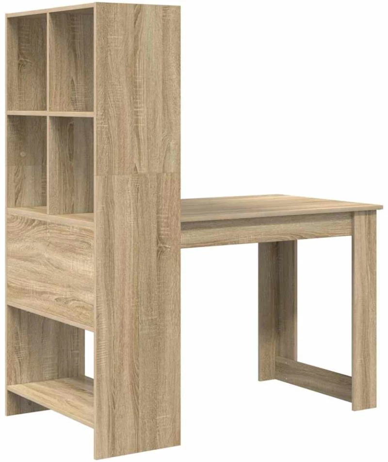 vidaXL Γραφείο με ράφι με αποθήκευση Sonoma Δρυς 122 x 67 x 145 εκ.