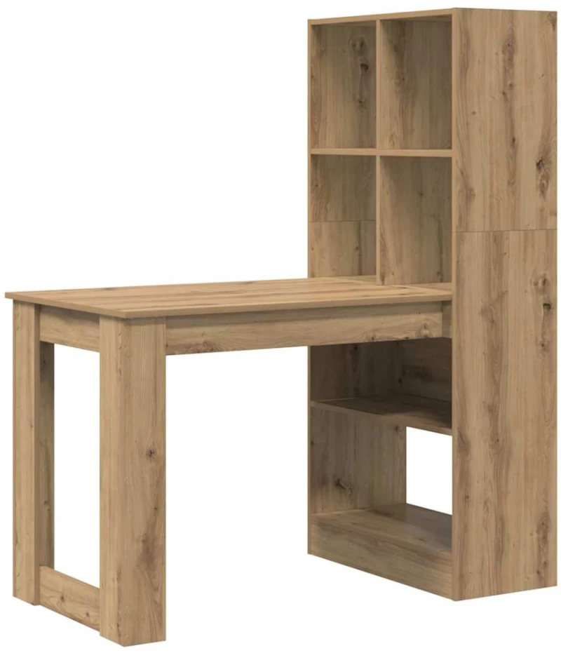 vidaXL Γραφείο με ράφι με αποθήκευση artisan δρυς 122 x 67 x 145 εκ.