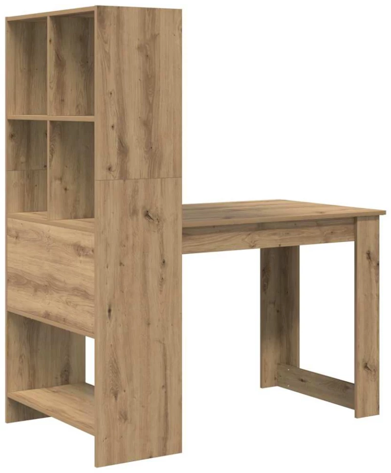 vidaXL Γραφείο με ράφι με αποθήκευση artisan δρυς 122 x 67 x 145 εκ.