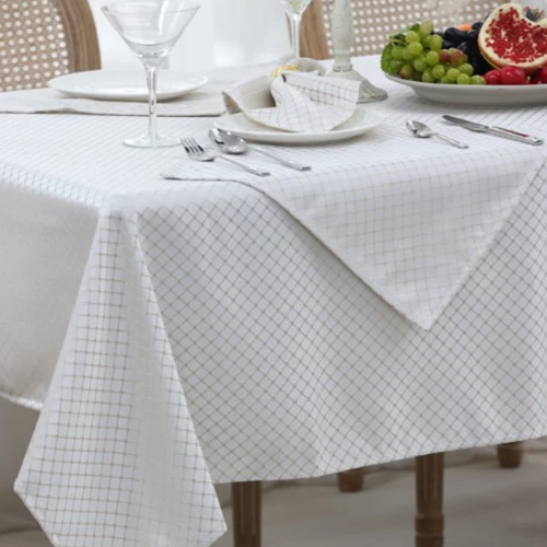 Τραπεζομάντηλο + πετσέτες 40x40 8τμχ beige 160x220cm Liolios Home 2703 PUZZLE