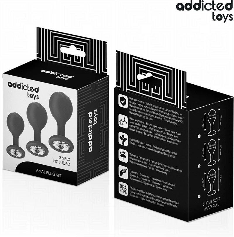 ADDICTED TOYS - SET OF 3 ANAL PLUG SILICONE WITH JEWEL