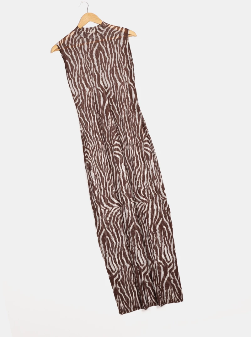 Γυναικείο Beachwear Rock Club - Φόρεμα Maxi Ζεβρέ - Regular Fit - Δύχτι