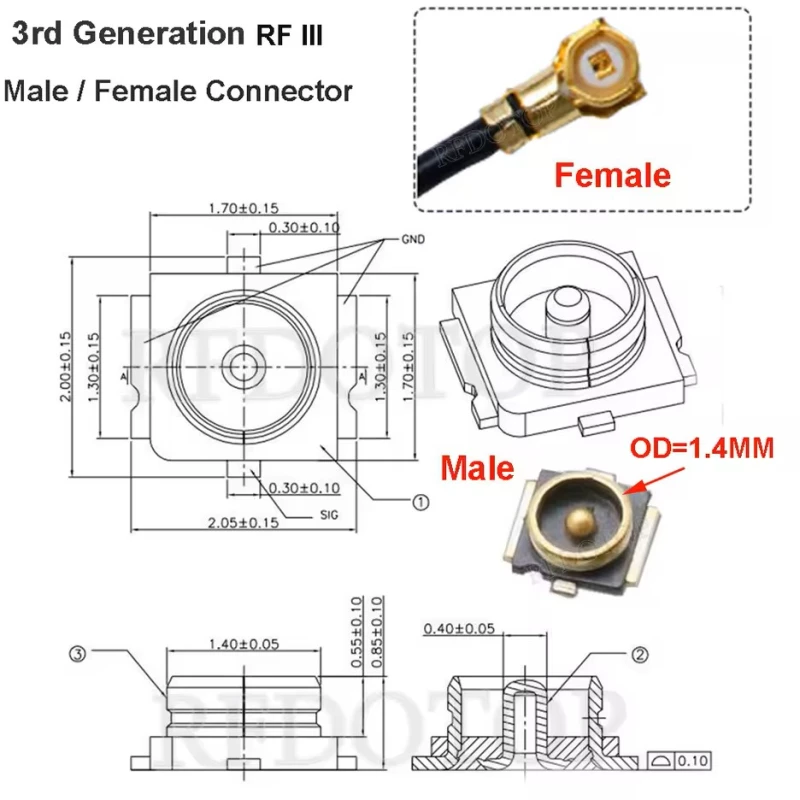 3rd Generation III IPEX Sub Board End RF Coaxial Connector WiFi Smartphone Antenna Base
