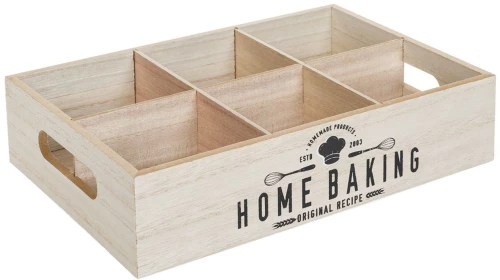 Κουτί Οργάνωσης Ξύλινο 6 Θέσεων Καφέ Home Baking 26.5x18.5x6.5cm