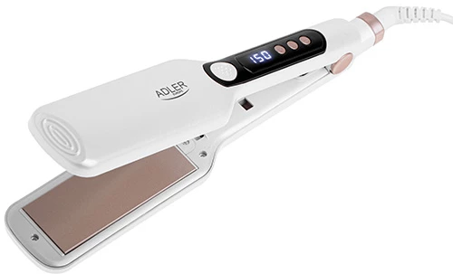Adler Πρέσα Μαλλιών - Συσκευή Ισιώματος με Κεραμικές Πλάκες, Ρυθμίσεις Θερμοκρασίας & Λευκή Οθόνη LCD AD-2325