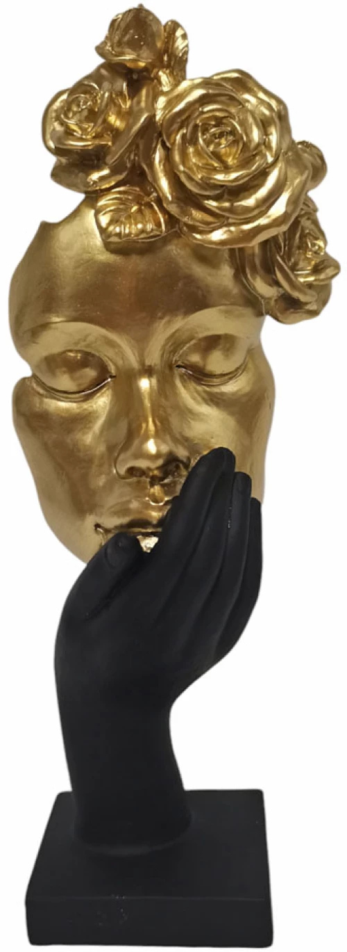 ΔΙΑΚΟΣΜΗΤΙΚΗ ΦΙΓΟΥΡΑ ΠΟΛΥΕΣΤΕΡΙΚΗ ΓΥΝΑΙΚΑ ΜΕ ΤΡΙΑΝΤΑΦΥΛΛΑ ΣΕ ΜΑΥΡΟ ΚΑΙ ΧΡΥΣΟ ΧΡΩΜΑ 13x7,5x29,5εκ.  - Ankor 844371