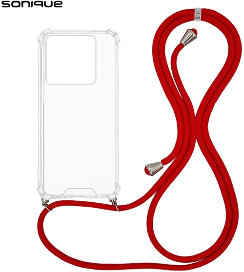 Θήκη Σιλικόνης με Κορδόνι Sonique Armor Clear Xiaomi Xiaomi 15 5G Κόκκινο