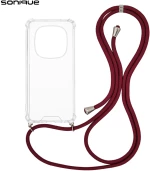 Θήκη Σιλικόνης με Κορδόνι Sonique Armor Clear Xiaomi Redmi Note 14 Pro 5G / Redmi Note 14 Pro Plus 5G / Poco X7 5G Μπορντό
