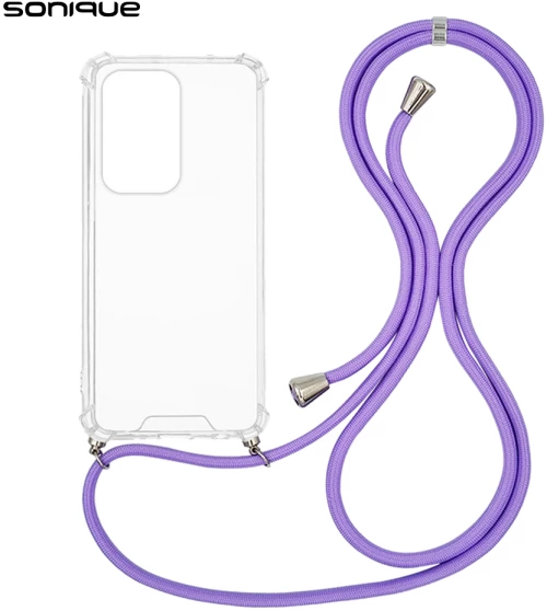 Θήκη Σιλικόνης με Κορδόνι Sonique Armor Clear Honor 200 Lite 5G Λιλά