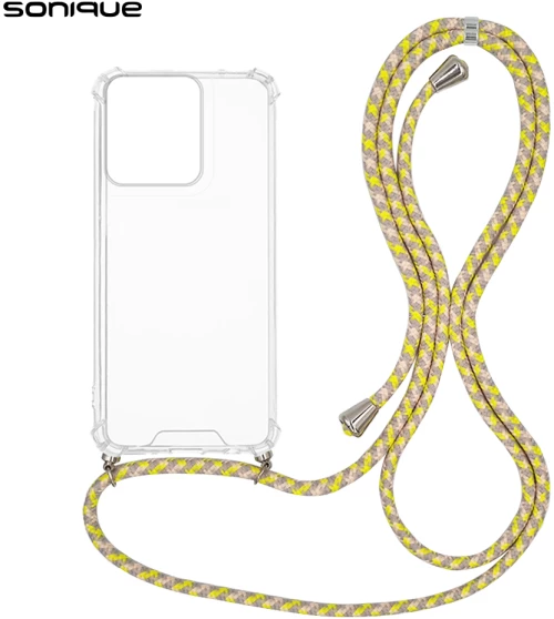 Θήκη Σιλικόνης με Κορδόνι Sonique Armor Clear Motorola Moto G75 5G Rainbow Κίτρινο