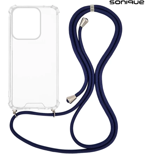 Θήκη Σιλικόνης με Κορδόνι Sonique Armor Clear Motorola Moto G15 4G / Moto G15 Power Μπλε Σκούρο
