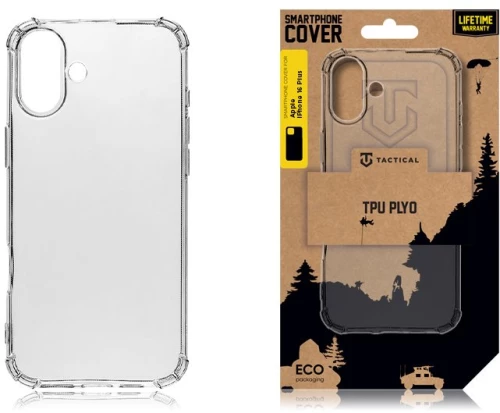Tactical tpu plyo cover for apple iphone 16 plus transparent